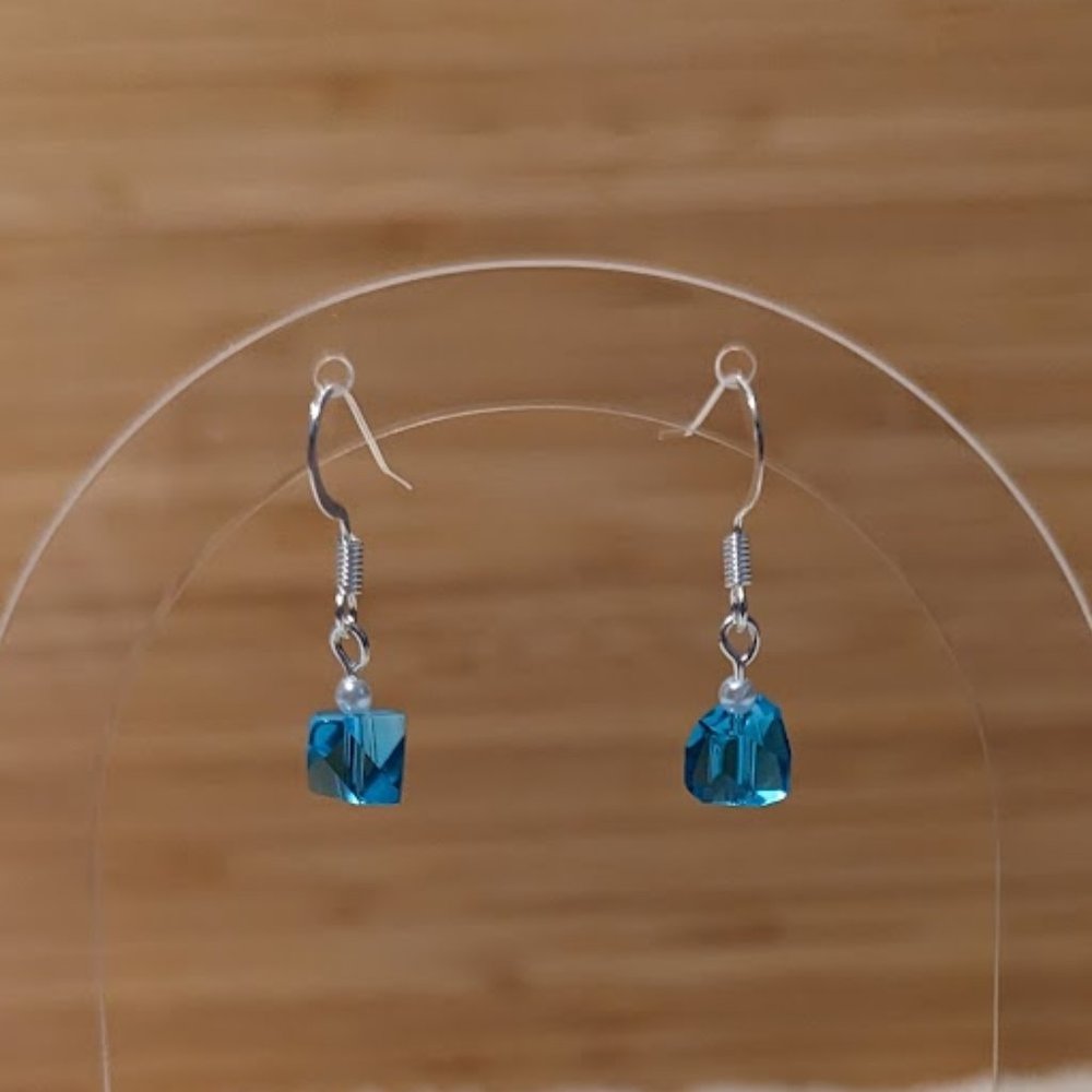 Dainty Turquoise Glass Bead Earrings